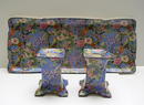 Crown Ducal Blue Chintz Tray with Candlesticks