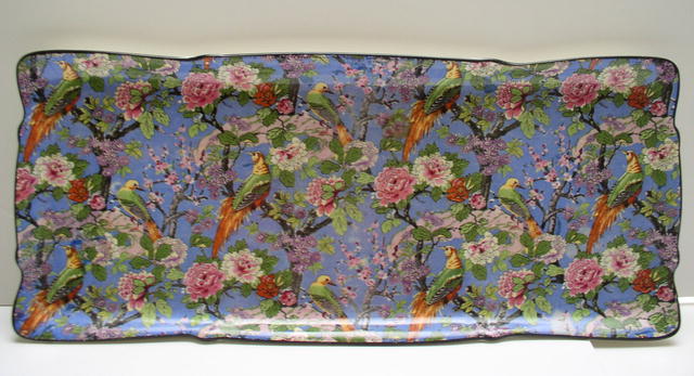 Crown Ducal Blue Chintz Tray with Candlesticks