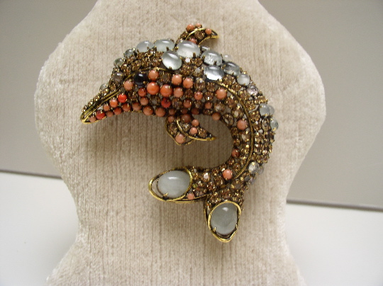 Iradj Moini Dolphin Brooch-Semi Precious Stones