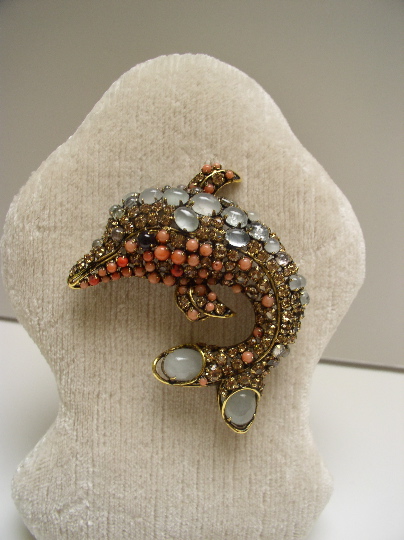 Iradj Moini Dolphin Brooch-Semi Precious Stones