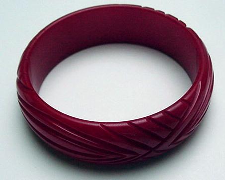 Bakelite Red Carved Bangle