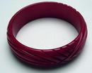 Bakelite Red Carved Bangle