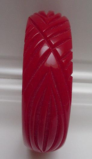 Bakelite Red Carved Bangle