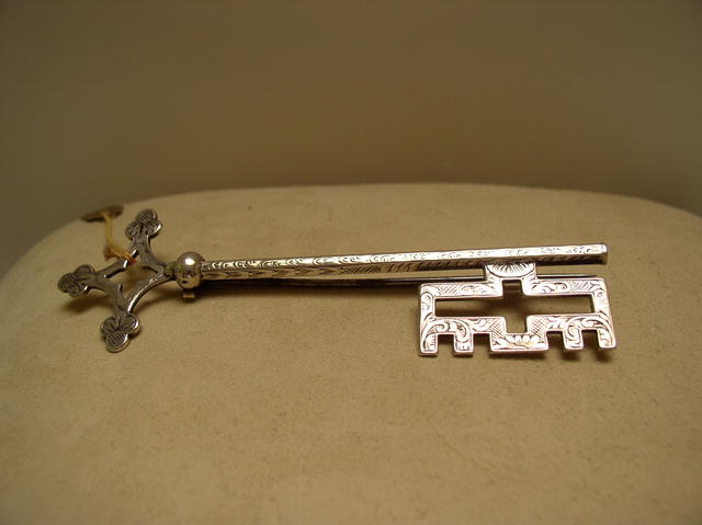 Victorian Sterling Silver Key Brooch