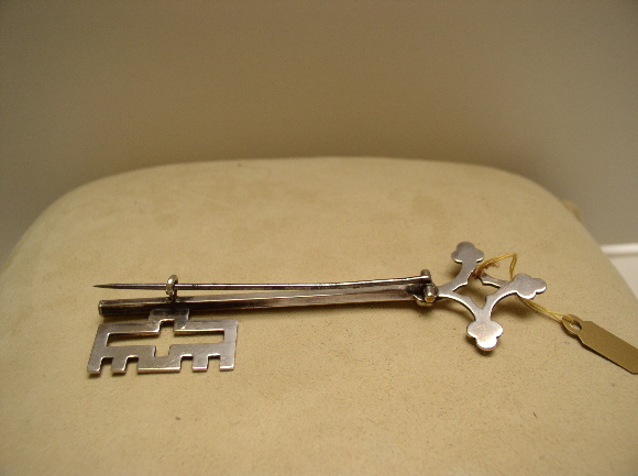 Victorian Sterling Silver Key Brooch