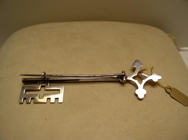 Victorian Sterling Silver Key Brooch