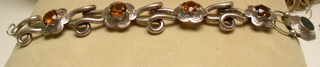 Victorian Sterling Link Bracelet with Citrines