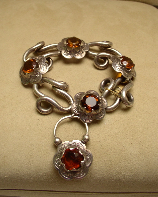 Victorian Sterling Link Bracelet with Citrines