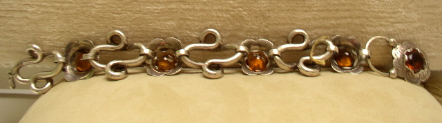 Victorian Sterling Link Bracelet with Citrines