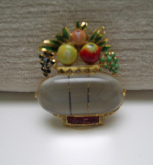 Rare Vintage Coro Jelly Belly Pin with Fruit