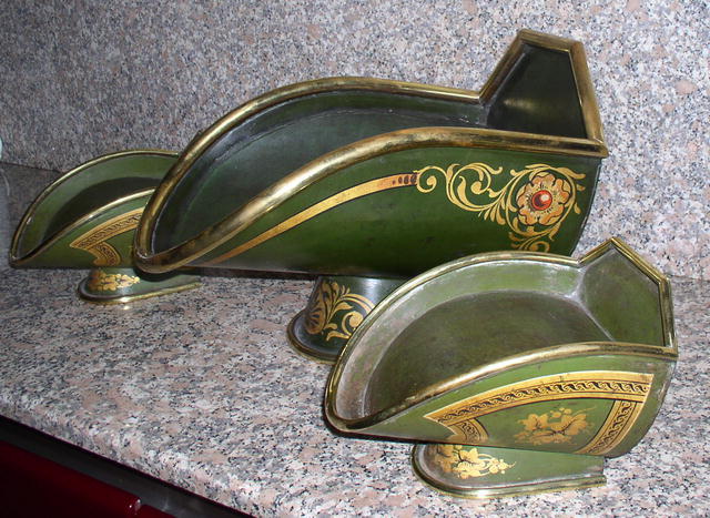 Set of Three Display Toleware Hoppers