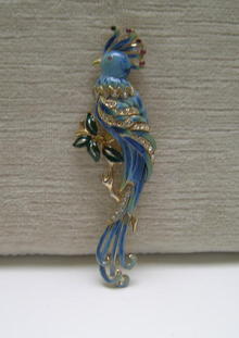 Vintage Coro Enamel Bird Brooch