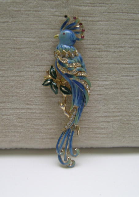 Vintage Coro Enamel Bird Brooch