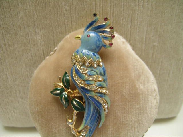Vintage Coro Enamel Bird Brooch