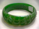 Bakelite Vintage Green Carved Bangle Bracelet