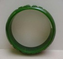 Bakelite Vintage Green Carved Bangle Bracelet