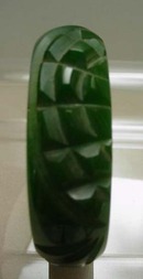 Bakelite Vintage Green Carved Bangle Bracelet
