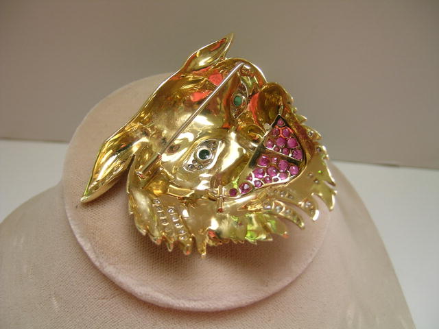 18 Ct.Gold/ Enamel / Rubies/ Diamonds/ Emerald