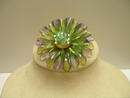 Purple and Green plastic flower brooch
