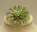 Purple and Green plastic flower brooch