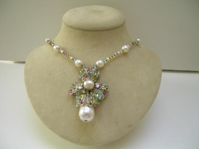 Miriam Haskell Pearl and Crystal Necklace