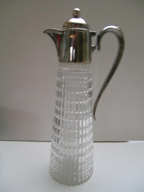 Deco English Cut Glass /Silver Claret