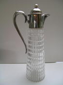 Deco English Cut Glass /Silver Claret