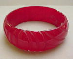 Bakelite Dark Red Carved Bangle