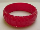 Bakelite Dark Red Carved Bangle