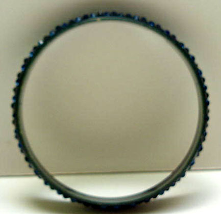 Celluloid Vintage Dark Blue Bangle with Dark Blue rhinestones