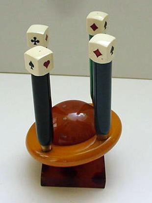 Bakelite Vintage Bridge Globe Pencil Holder