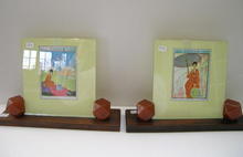 Pair of English Deco Bakelite and Wood Frames