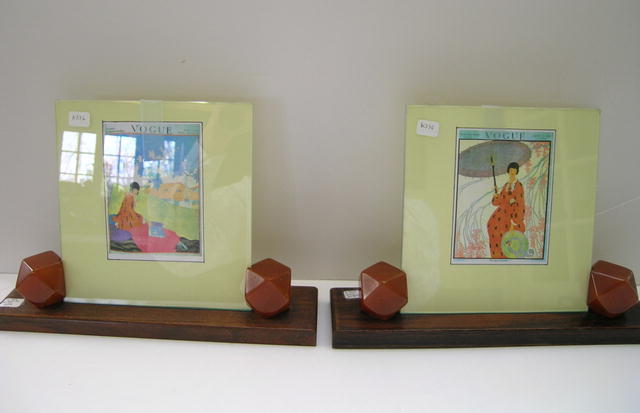 Pair of English Deco Bakelite and Wood Frames