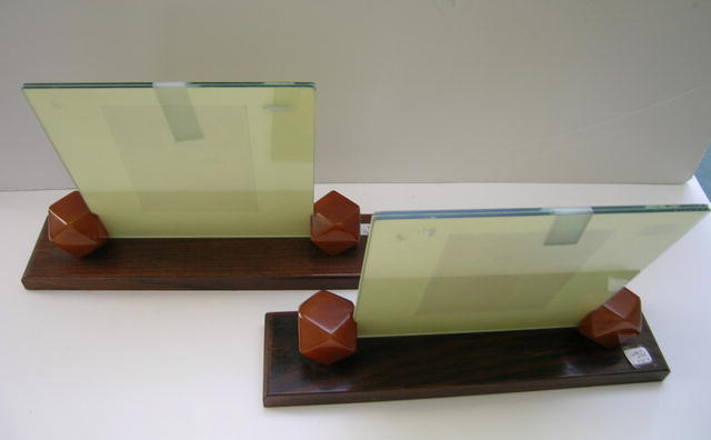 Pair of English Deco Bakelite and Wood Frames