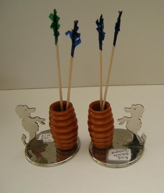 Bakelite and Chrome Set of Dog Toothpick