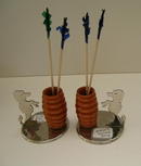 Bakelite and Chrome Set of Dog Toothpick