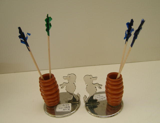Bakelite and Chrome Set of Dog Toothpick