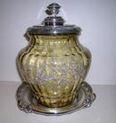 Vict. Etched Glass / Silver Plate Punch Bow