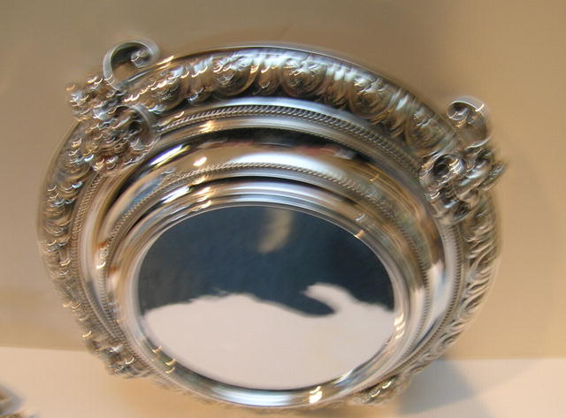Vict. Etched Glass / Silver Plate Punch Bow