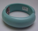 Lucite Weiss Blue hinged Bangle with Rhinestones