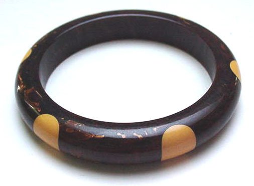 Bakelite Vintage Marbelized Brown & 6 Yellow