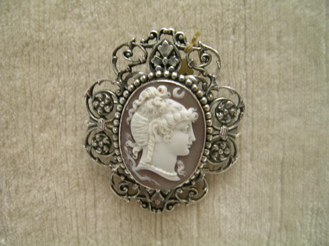 Victorian Sterling Cameo Brooch