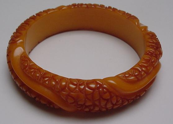 Bakelite Carmel Carved Bangle