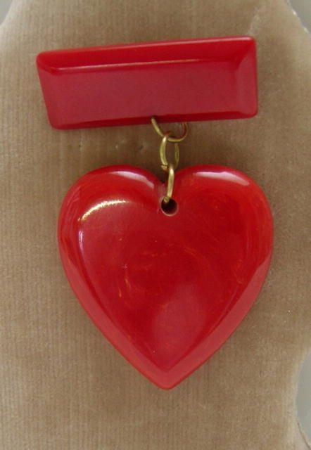 Bakelite Vintage Heart Brooch