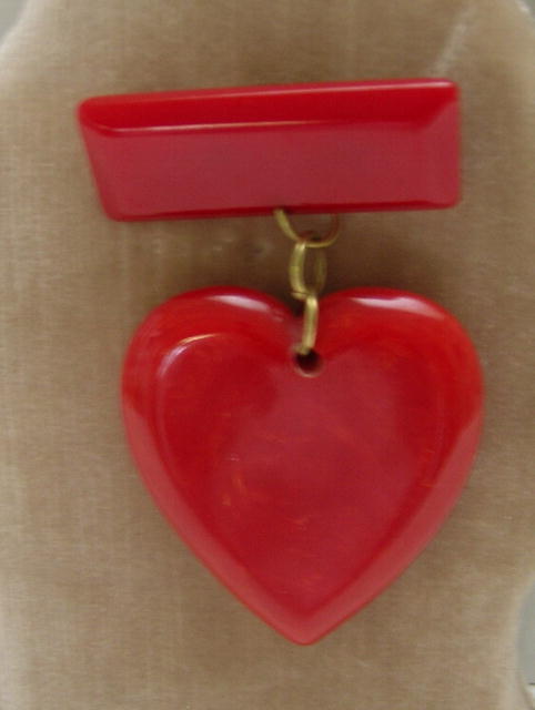 Bakelite Vintage Heart Brooch