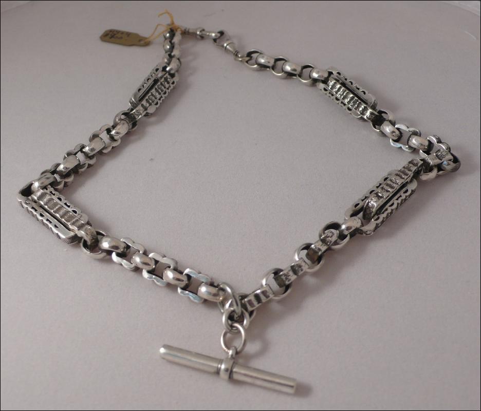 Vctorian Silver Plate Prince Albert Necklace