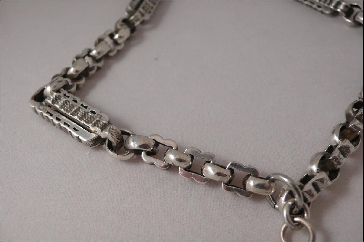 Vctorian Silver Plate Prince Albert Necklace