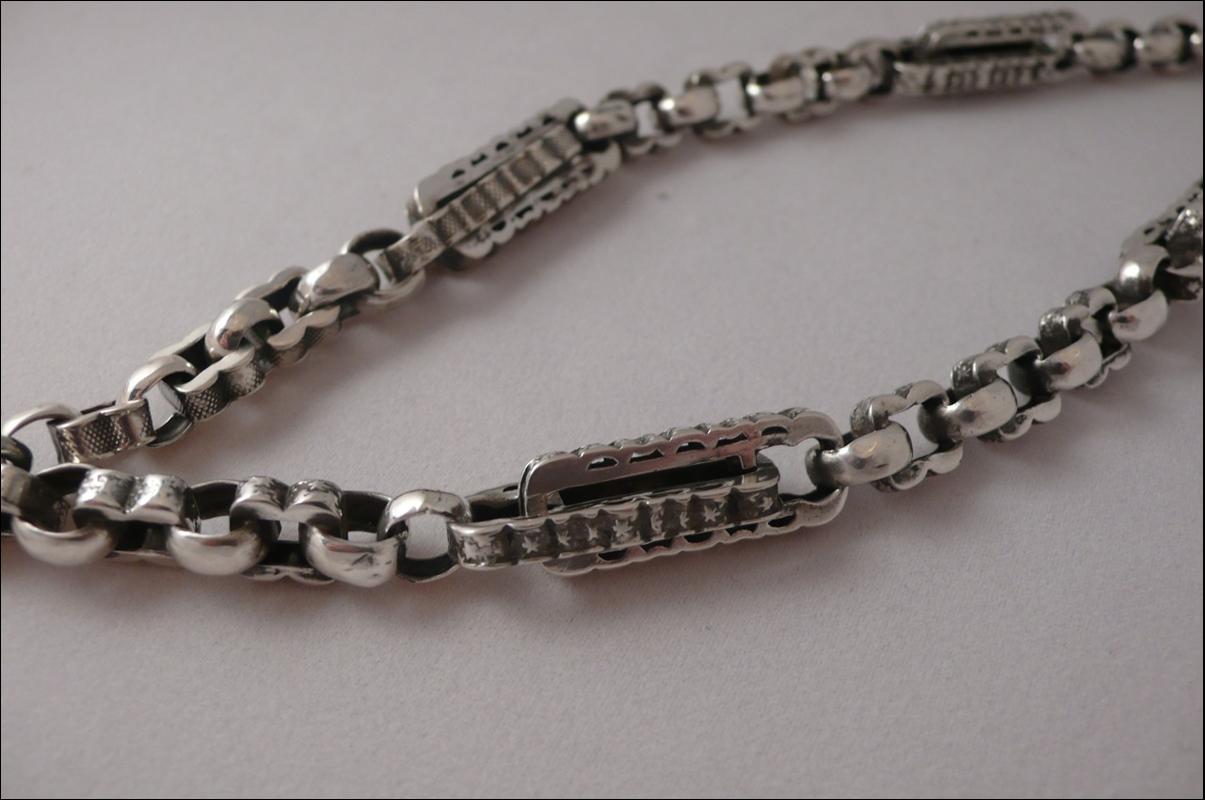 Vctorian Silver Plate Prince Albert Necklace