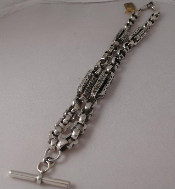 Vctorian Silver Plate Prince Albert Necklace