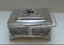 Victorian Silver plate and glass sardine box